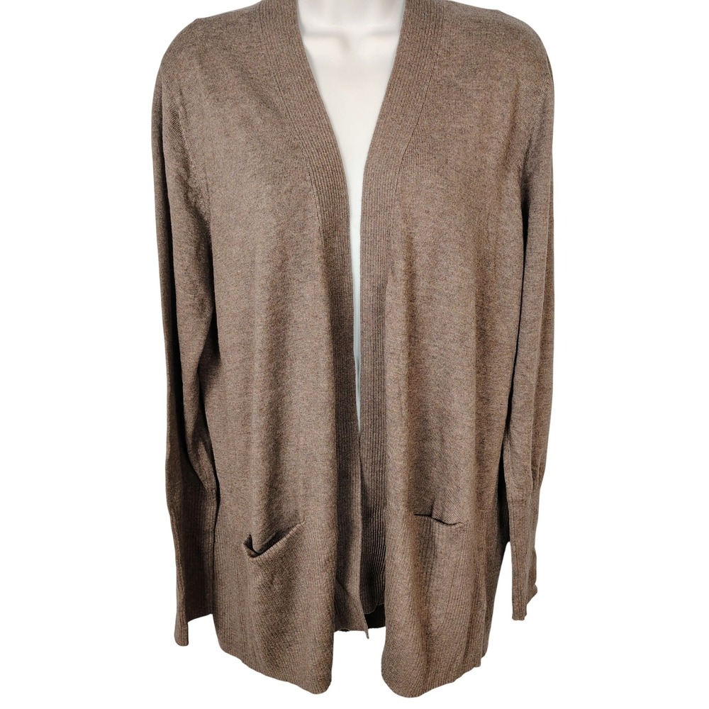 Sonoma Goods For Life‎ Womens XL Brown High Rib Open Front Cardigan grannycore